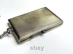 Vintage Silver Sapphire Powder Box ART DECO
