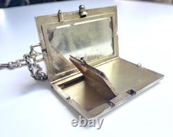 Vintage Silver Sapphire Powder Box ART DECO