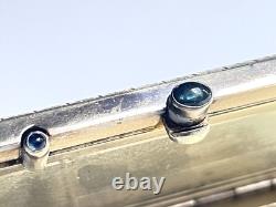 Vintage Silver Sapphire Powder Box ART DECO
