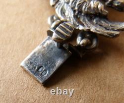 Vintage Silver and Solid Gold Bracelet with Crowned Eagle and Lorraine Cross
