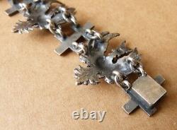 Vintage Silver and Solid Gold Bracelet with Crowned Eagle and Lorraine Cross
