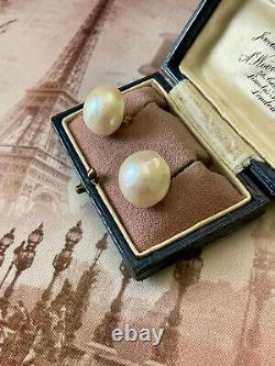 Vintage Solid Silver Earrings with White Baroque Pearl