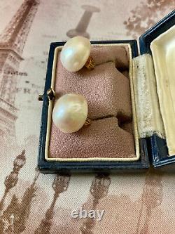Vintage Solid Silver Earrings with White Baroque Pearl