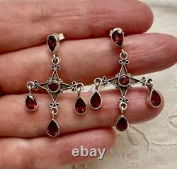 Vintage Solid Silver Garnet Designer Earrings Vintage Solid Silver Garnet Designer Earrings