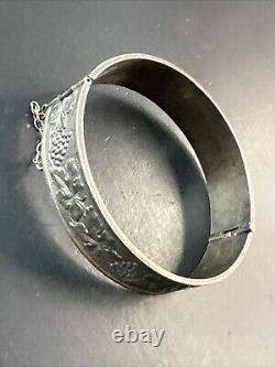 Vintage Solid Silver Gourmette Bracelet Art Nouveau Bangle