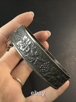 Vintage Solid Silver Gourmette Bracelet Art Nouveau Bangle