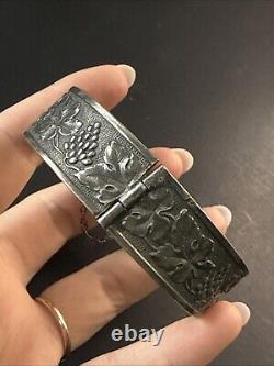 Vintage Solid Silver Gourmette Bracelet Art Nouveau Bangle
