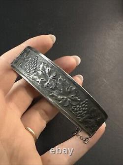 Vintage Solid Silver Gourmette Bracelet Art Nouveau Bangle