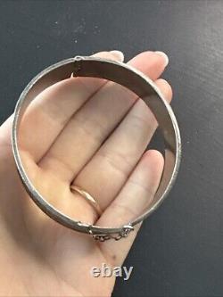 Vintage Solid Silver Gourmette Bracelet Art Nouveau Bangle
