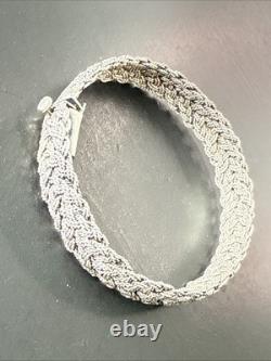 Vintage Solid Silver Gourmette Bracelet Ethnic Twisted Bangle Art