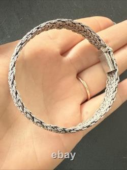 Vintage Solid Silver Gourmette Bracelet Ethnic Twisted Bangle Art