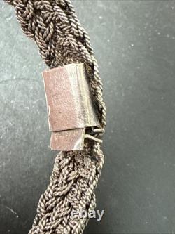 Vintage Solid Silver Gourmette Bracelet Ethnic Twisted Bangle Art