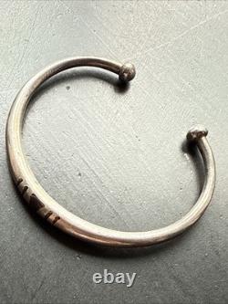 Vintage Solid Silver Gourmette Bracelet Silver Bangle Ethnic Art