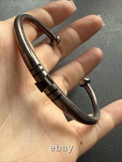 Vintage Solid Silver Gourmette Bracelet Silver Bangle Ethnic Art