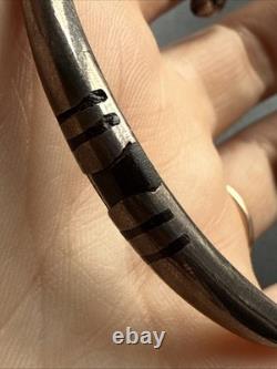 Vintage Solid Silver Gourmette Bracelet Silver Bangle Ethnic Art