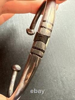 Vintage Solid Silver Gourmette Bracelet Silver Bangle Ethnic Art