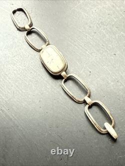 Vintage Solid Silver Gourmette Bracelet Silver Chain Link Mechanical Watch
