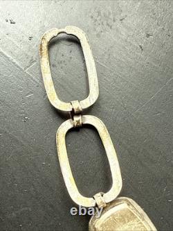 Vintage Solid Silver Gourmette Bracelet Silver Chain Link Mechanical Watch