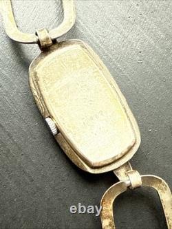 Vintage Solid Silver Gourmette Bracelet Silver Chain Link Mechanical Watch