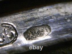 Vintage Solid Silver Hand Mirror Powder Compact Red Lipstick Case