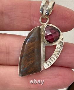 Vintage Solid Silver Pendant with Boulder Opal and Unique Garnet Creator