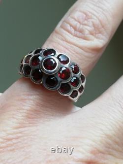 Vintage Solid Silver Ring 925 Garnet Wedding Band Designer Rings