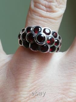 Vintage Solid Silver Ring 925 Garnet Wedding Band Designer Rings
