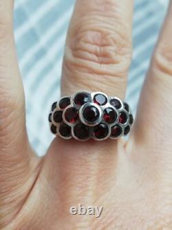 Vintage Solid Silver Ring 925 Garnet Wedding Band Designer Rings