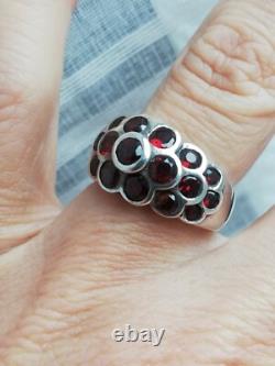 Vintage Solid Silver Ring 925 Garnet Wedding Band Designer Rings