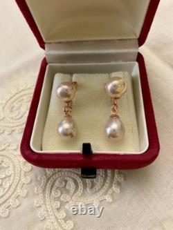 Vintage Solid Silver Rose Gold Pearl Earrings