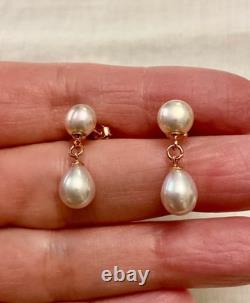 Vintage Solid Silver Rose Gold Pearl Earrings