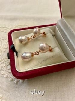 Vintage Solid Silver Rose Gold Pearl Earrings