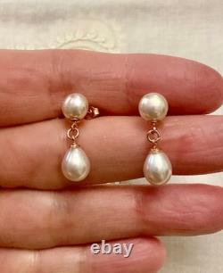 Vintage Solid Silver Rose Gold Pearl Earrings