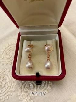 Vintage Solid Silver Rose Gold Pearl Earrings