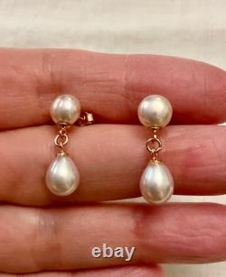 Vintage Solid Silver Rose Gold Pearl Earrings