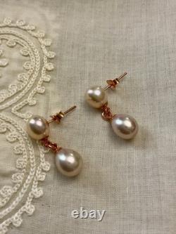 Vintage Solid Silver Rose Gold Pearl Earrings
