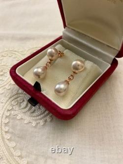 Vintage Solid Silver Rose Gold Pearl Earrings