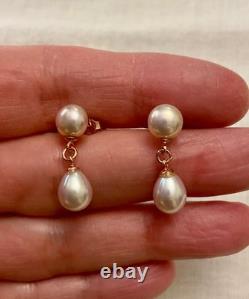 Vintage Solid Silver Rose Gold Pearl Earrings