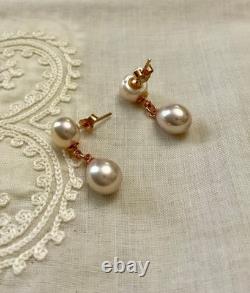 Vintage Solid Silver Rose Gold Pearl Earrings