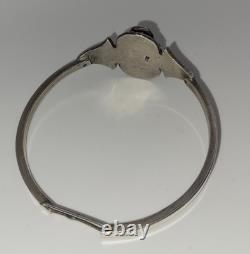 Vintage Sterling Silver Bangle Bracelet with Enamel Scarab in Egyptian Style #J5