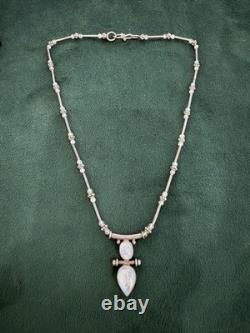 Vintage Sterling Silver Necklace Pendant Moonstone Origin India 925 Hallmark