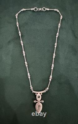 Vintage Sterling Silver Necklace Pendant Moonstone Origin India 925 Hallmark