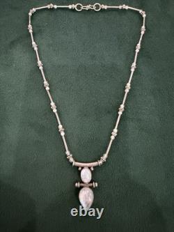 Vintage Sterling Silver Necklace Pendant Moonstone Origin India 925 Hallmark