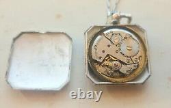 Vintage Swiss watch Ninyse in 925 silver with blue lacquer decoration and patterns