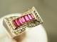 Vintage Tank Ring Solid Silver Antique Ruby Art Deco Ring Size 52