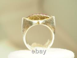 Vintage Tank Ring Solid Silver Antique Ruby Art Deco Ring Size 52