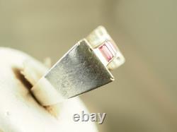 Vintage Tank Ring Solid Silver Antique Ruby Art Deco Ring Size 52