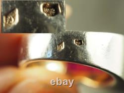 Vintage Tank Ring Solid Silver Antique Ruby Art Deco Ring Size 52
