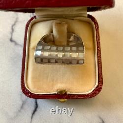 Vintage Tank Ring Solid Silver Mother-of-Pearl Inlay Goldsmith 57