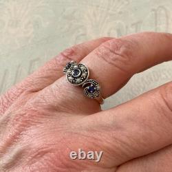 Vintage Trilogy Ring with Sapphire, Fine Pearl, and Sterling Silver